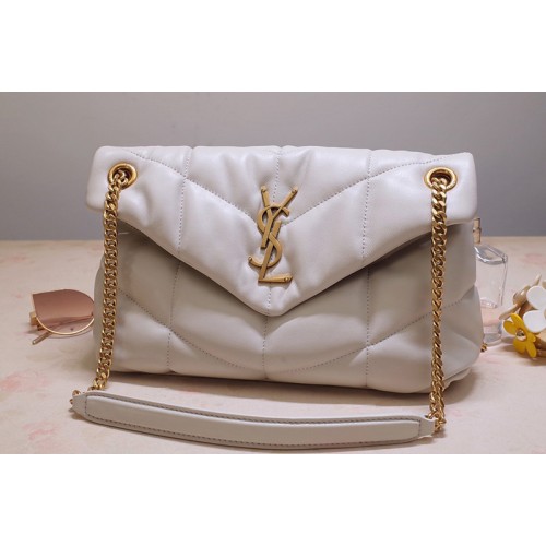 YSL LOULOU PUFFER SMALL BAG IN White QUILTED LAMBSKIN With Gold Hardware YSL LOULOU PUFFER SMALL BAG IN White QUILTED LAMBSKIN With Gold Hardware
