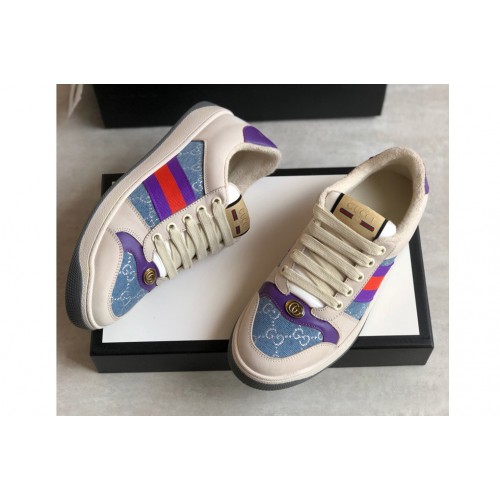 Mens and Womens Gucci Screener sneaker with Web on Purple and red Web Mens and Womens Gucci Screener sneaker with Web on Purple and red Web