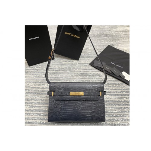YSL MANHATTAN SHOULDER BAG IN Gray CROCODILE-EMBOSSED SHINY LEATHER YSL MANHATTAN SHOULDER BAG IN Gray CROCODILE-EMBOSSED SHINY LEATHER