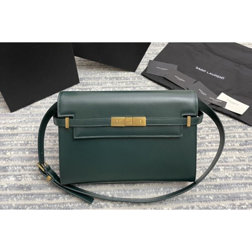 YSL MANHATTAN SHOULDER BAG IN Green SMOOTH LEATHER