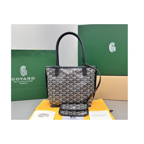 Goyard Anjou Mini bag in Black Chevroches Calfskin & Goyardine Canvas
