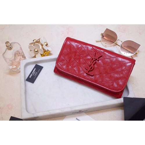 YSL Niki Large Wallet in Red Crinkled Vintage Leather YSL Niki Large Wallet in Red Crinkled Vintage Leather