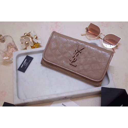 YSL Niki Large Wallet in Beige Crinkled Vintage Leather YSL Niki Large Wallet in Beige Crinkled Vintage Leather
