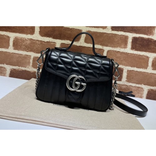 Gucci Marmont mini top handle bag in Black matelasse leather