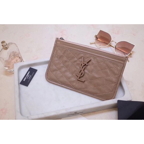 YSL Niki Bill Pouch in Beige Crinkled Vintage Leather