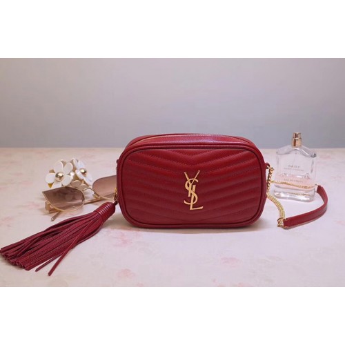 YSL Lou Mini Camera Bag in Red Matelasse Leather YSL Lou Mini Camera Bag in Red Matelasse Leather