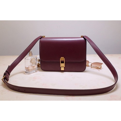 YSL Carre Satchel Bags In Burgundy Smooth Leather