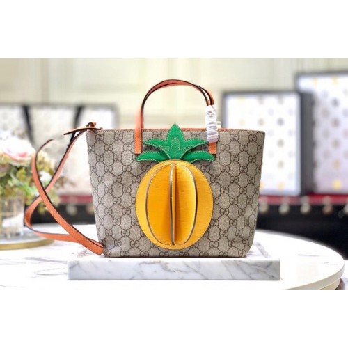 Gucci Childrens tote Bags with pineapple Beige ebony Supreme canvas