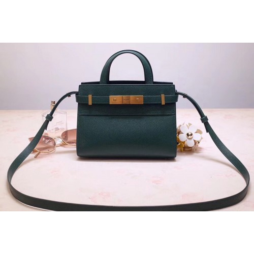 YSL Manhattan Nano Bag in Green Grain de Poudre Embossed Leather