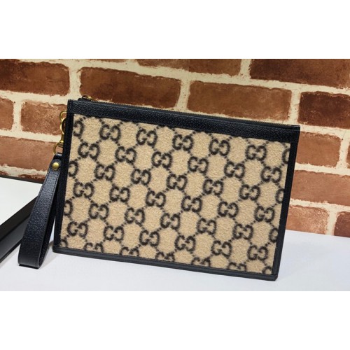 Gucci wool pouch in Beige and Black wool