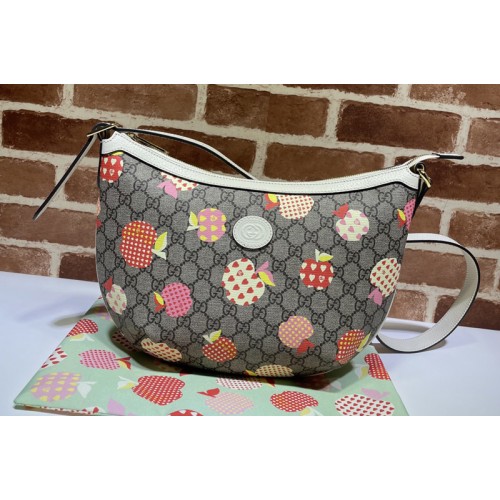 Gucci Les Pommes Ophidia small bag in Beige and ebony Supreme canvas with apple print Gucci Les Pommes Ophidia small bag in Beige and ebony Supreme canvas with apple print