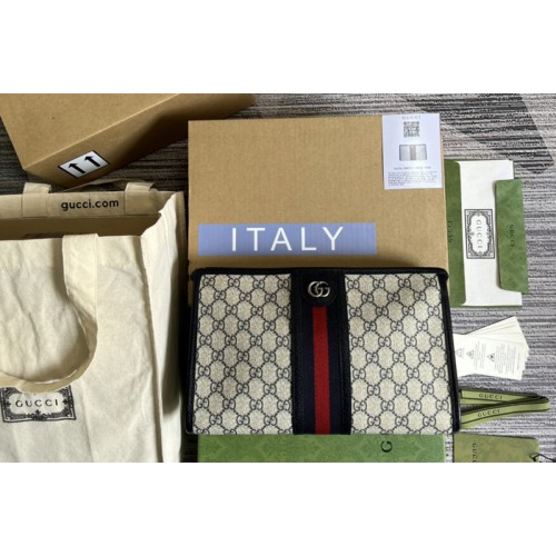 Gucci Ophidia toiletry case in Beige and blue Supreme canvas