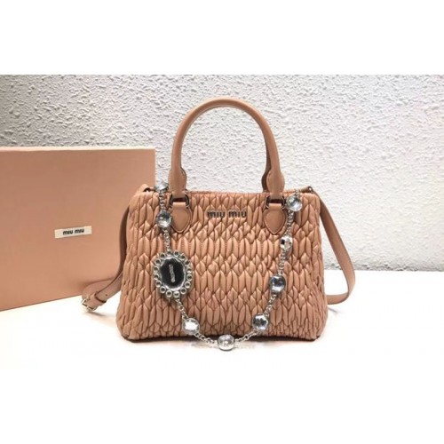 Miu Miu Cloquet Nappa Leather Tote Bag 5BA067 Apricot