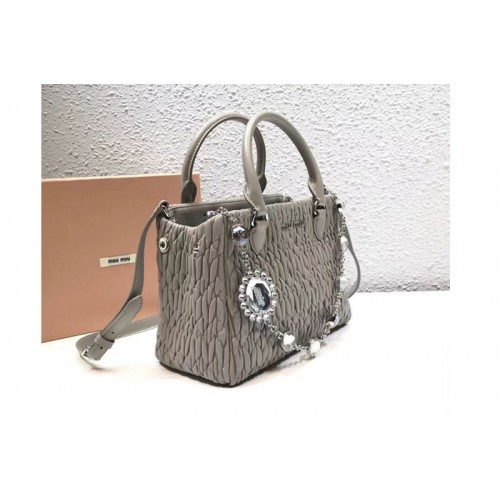 Miu Miu Cloquet Nappa Leather Tote Bag 5BA067 Gray