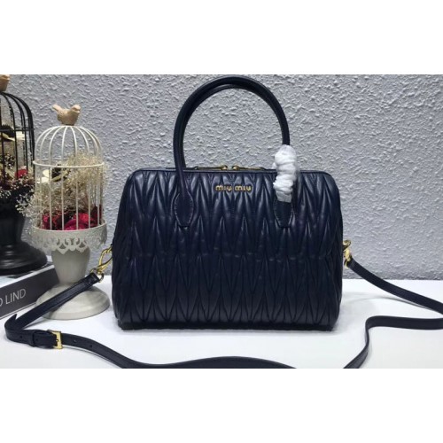 Miu Miu 5BB033 Matelassse Nappa Leather Top Handle Bags Blue