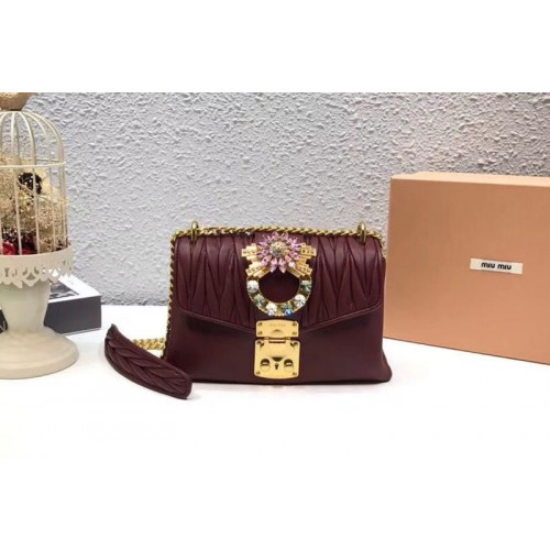 Miu Miu Matelasse Nappa Leather Tote Bag 5BD103 Wine Miu Miu Matelasse Nappa Leather Tote Bag 5BD103 Wine