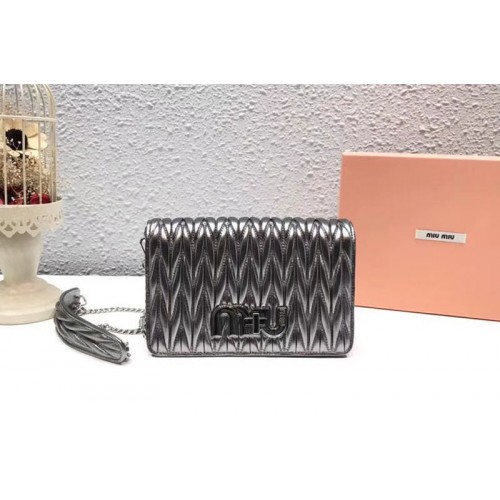 Miu Miu Matelasse Nappa Leather Tote Bag 5BF069 Gray Miu Miu Matelasse Nappa Leather Tote Bag 5BF069 Gray