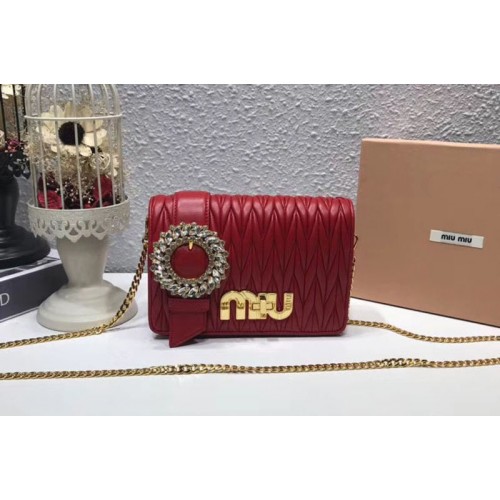 Miu Miu Matelasse Nappa Leather Tote Bag 5BF068 Red
