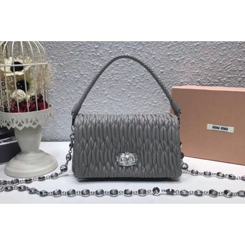 Miu Miu Matelasse Nappa Leather Tote Bag 5BH012 Gray