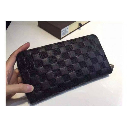 Louis Vuitton N60002 Zippy Organizer Wallet in Black Damier Infini Leather Louis Vuitton N60002 Zippy Organizer Wallet in Black Damier Infini Leather