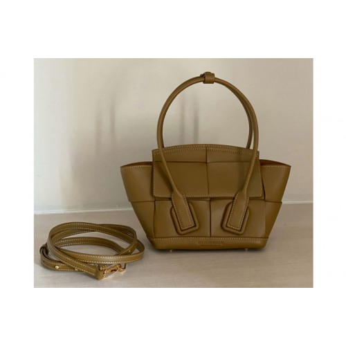 Bottega Veneta BV Mini Arco Top-handle Bag In Mustard Calfskin Leather
