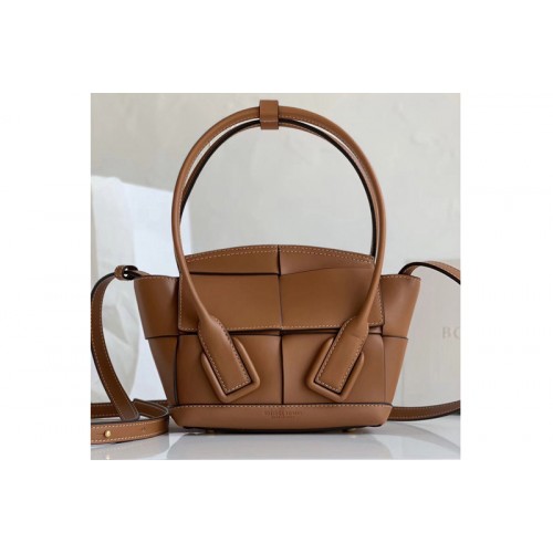 Bottega Veneta BV Mini Arco Top-handle Bag In Brown Calfskin Leather