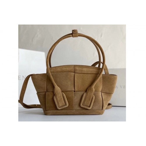 Bottega Veneta BV Mini Arco Top-handle Bag In Tan Suede Leather