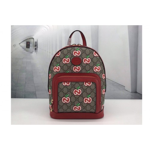 Gucci Small backpack with Apple print in apple print beige ebony Supreme canvas