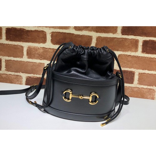 Gucci 1955 Horsebit bucket bag Black Blue textured leather Gucci 1955 Horsebit bucket bag Black Blue textured leather