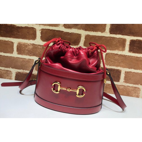 Gucci 1955 Horsebit bucket bag Red textured leather