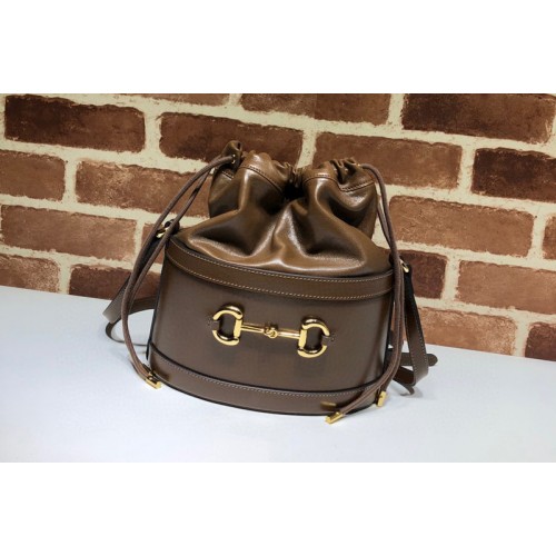 Gucci 1955 Horsebit bucket bag Brown textured leather