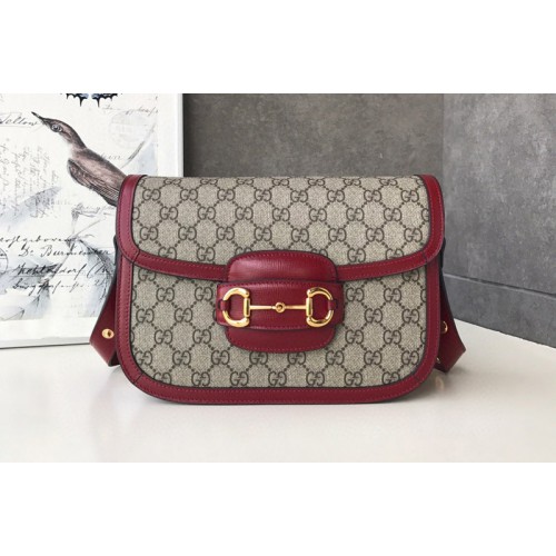 Gucci 1955 Horsebit shoulder bag in Supreme canvas and Red Leather