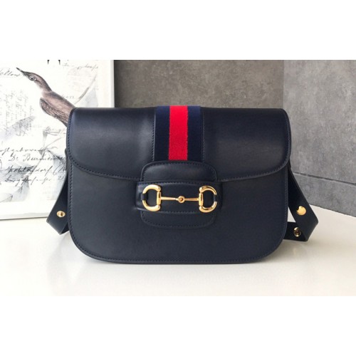 Gucci 1955 Horsebit shoulder bag Blue leather With Web