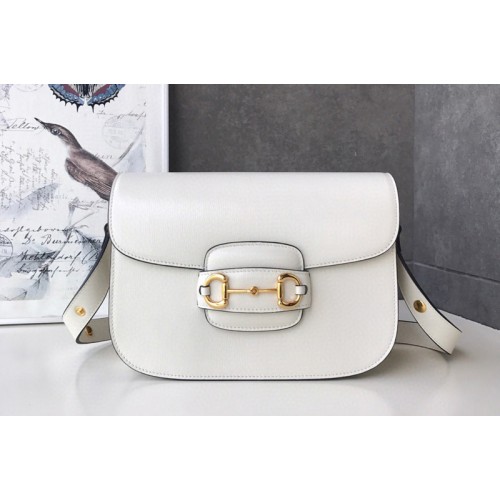 Gucci 1955 Horsebit shoulder bag in White textured leather