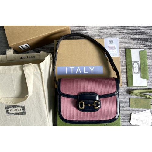 Gucci Horsebit 1955 small bag in Pink corduroy