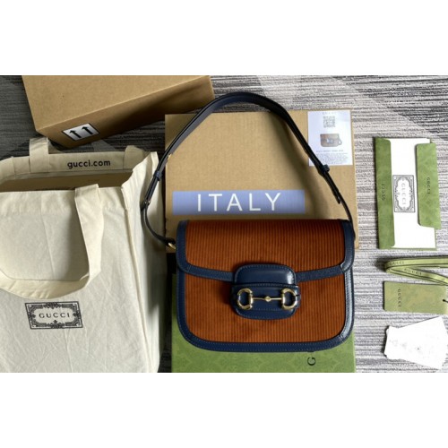 Gucci Horsebit 1955 small bag in Brown corduroy