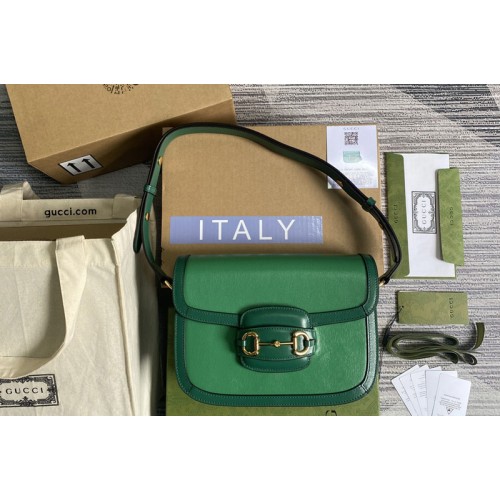 Gucci Horsebit 1955 small shoulder bag in Bright green leather