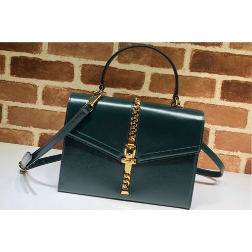 Gucci Sylvie 1969 small top handle bag in Green textured leather Gucci Sylvie 1969 small top handle bag in Green textured leather