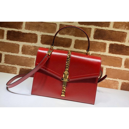 Gucci Sylvie 1969 small top handle bag in Red textured leather Gucci Sylvie 1969 small top handle bag in Red textured leather