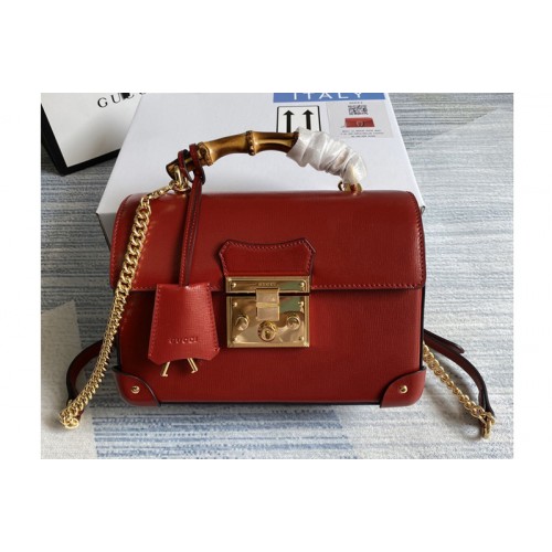 Gucci Padlock small bamboo shoulder bag in Red textured leather with a vintage effect Gucci Padlock small bamboo shoulder bag in Red textured leather with a vintage effect