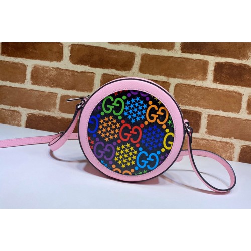 Gucci Psychedelic round shoulder bag in Psychedelic Supreme canvas With Pink Leather