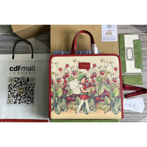 Gucci Childrens top-handle bag with strawberry fairy print Gucci Childrens top-handle bag with strawberry fairy print