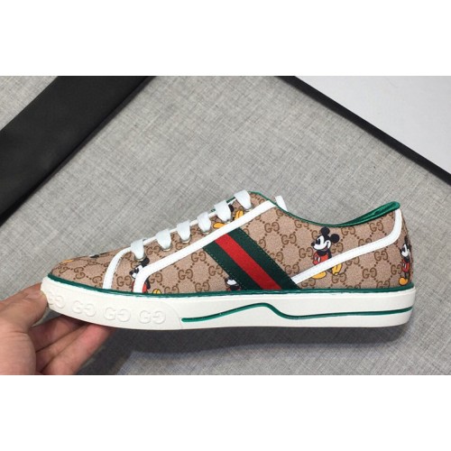 Mens and Womens Gucci Disney x Gucci Tennis 1977 sneaker with Web in Beige Supreme