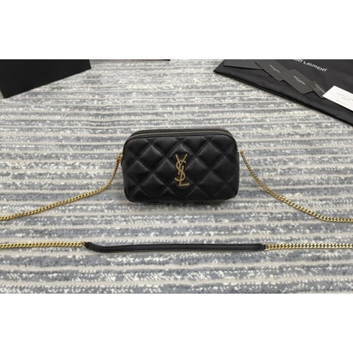 YSL BECKY DOUBLE-ZIP POUCH IN QUILTED MATTE LEATHER YSL BECKY DOUBLE-ZIP POUCH IN QUILTED MATTE LEATHER