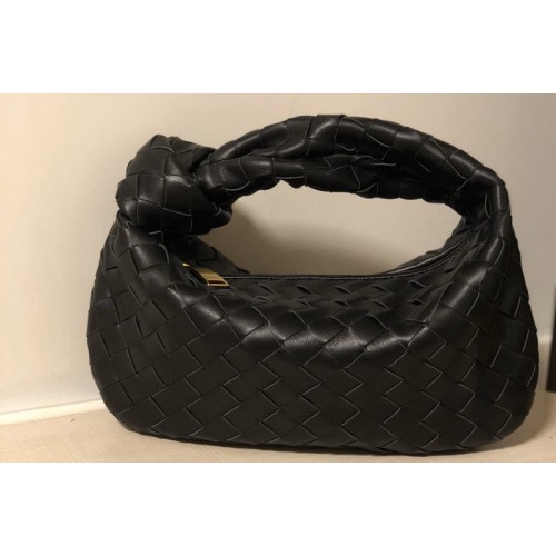 Bottega Veneta Mini BV Jodie hobo bag in Black Lambskin Leather