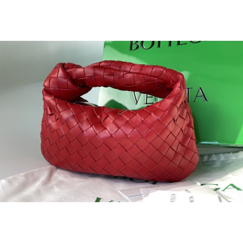 Bottega Veneta Mini Jodie Rounded hobo bag in Red Intrecciato leather Bottega Veneta Mini Jodie Rounded hobo bag in Red Intrecciato leather
