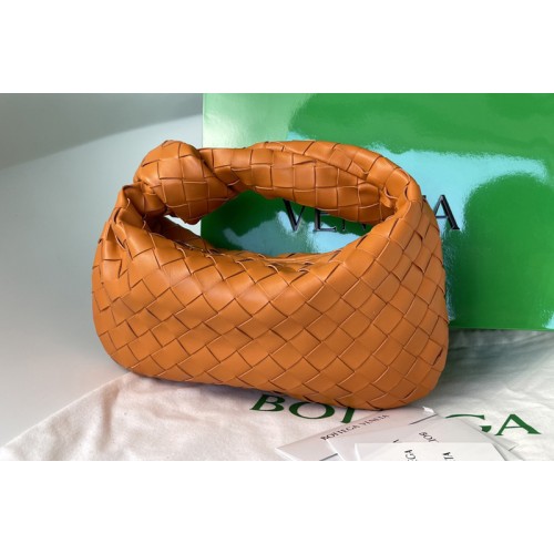 Bottega Veneta Mini Jodie Rounded hobo bag in Orange Intrecciato leather