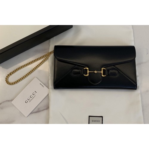 Gucci Horsebit 1955 wallet with chain in Black leather