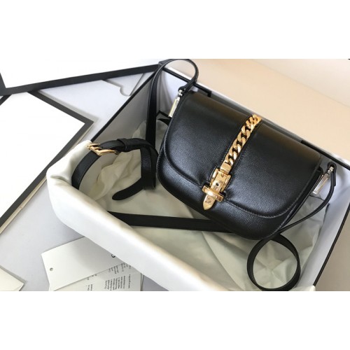 Gucci Sylvie 1969 mini shoulder bag in Black textured leather Gucci Sylvie 1969 mini shoulder bag in Black textured leather