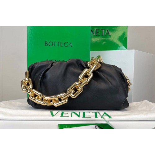 Bottega Veneta Chain Pouch Shoulder Bag in Black Lambskin Leather With Gold Chain Bottega Veneta Chain Pouch Shoulder Bag in Black Lambskin Leather With Gold Chain